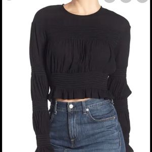 WAYF Tyler Smocked Long Sleeve Blouse NWT